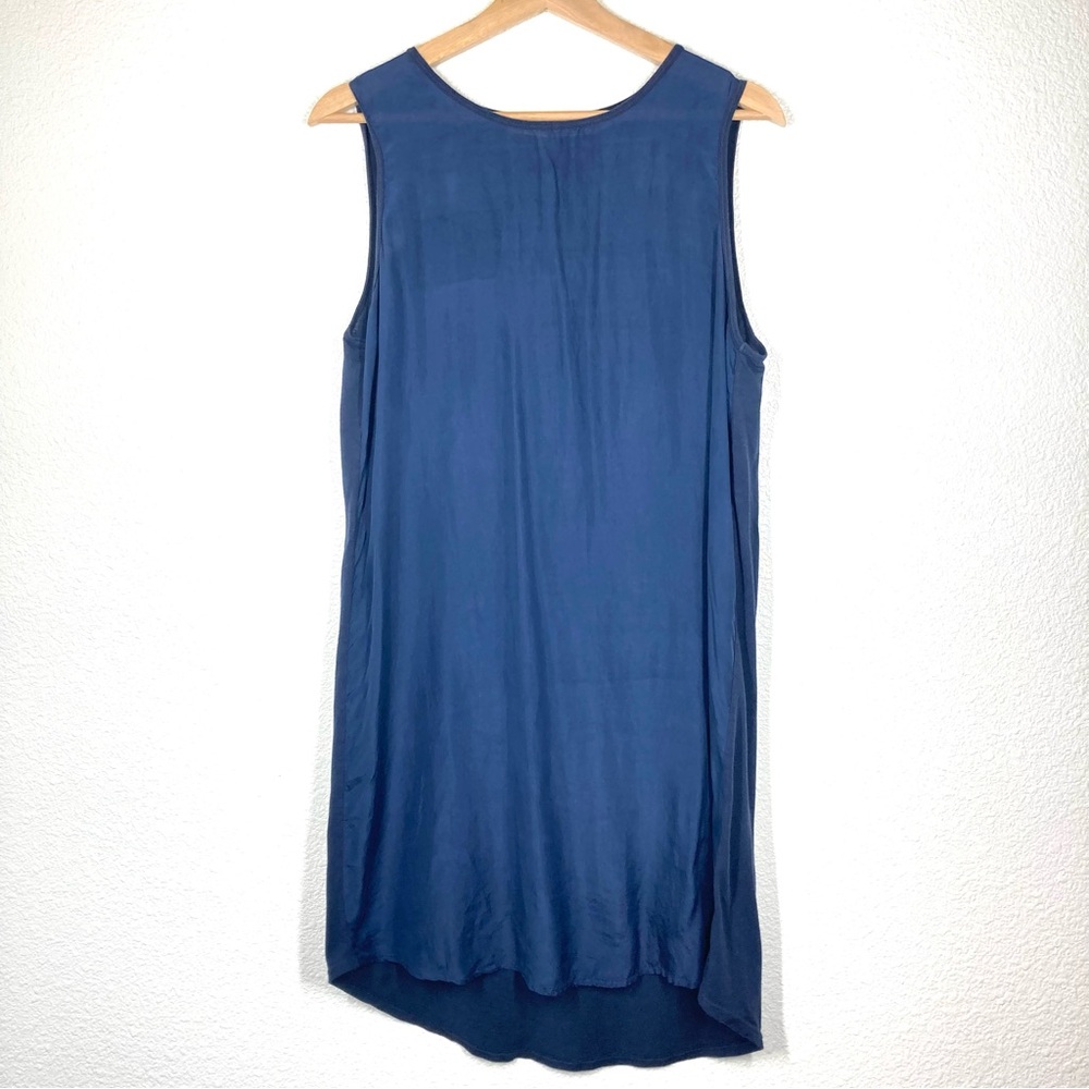Michael Stars Silk Dress Sandwashed Sleeveless Muscle Tank Navy OS Fits All